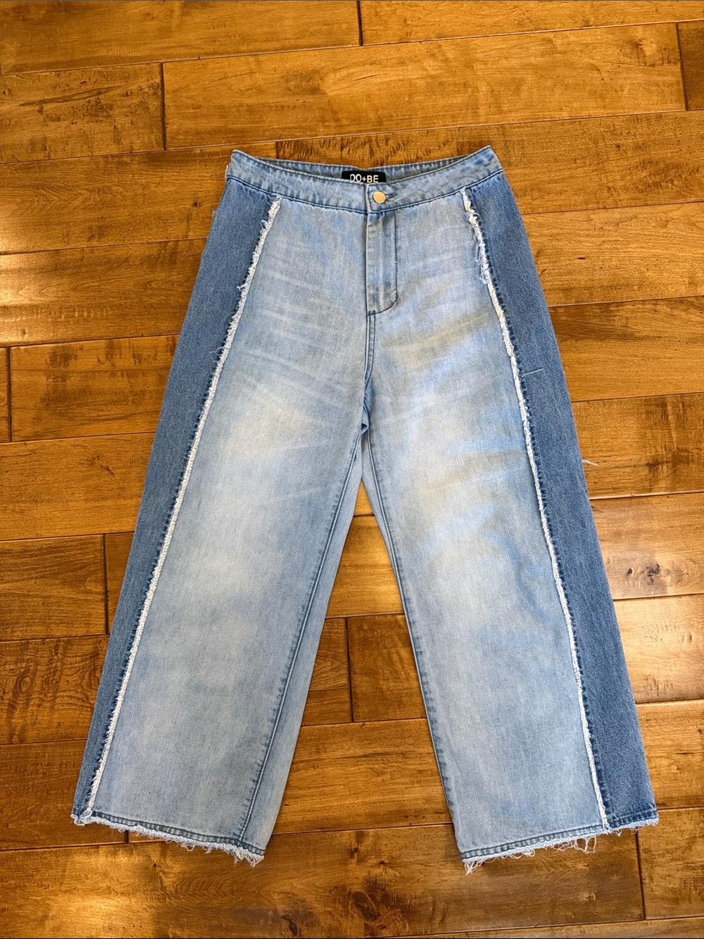 DO+BE Two Tone Cropped Denim Wide Leg Jeans by Anthropologie